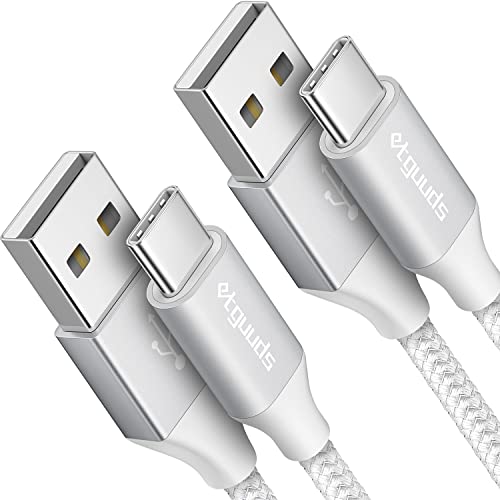 etguuds Câble USB C [1m Lot de 2], Cable USB Type C en Charge Rapide 3A Nylon Chargeur USB C Cable pour Samsung Galaxy S21 S20 S22 S10 S9 S8 Ultra, Note 10/9/ 8, A20 A12 A13 A21 A40 A50 - Blanc Fiche Technique et Prix au Maroc