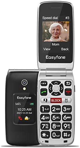 Easyfone Prime-A1 Pro 4G Big Button Flip Cell Phone for Seniors | Easy-to-Use | Clear Sound | SOS Button w/GPS | SIM Card & Flexible Plans | Convenient Charging Dock (Black) Fiche Technique et Prix au Maroc
