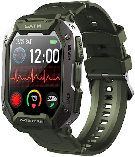 Montre Connectée Militaire Homme Montre Intelligente Fitness HD 1,72'' Montre Tactique extérieure Étanche 5ATM Bracelet Sport Robuste avec Fréquence Cardiaque Podometre Smartwatch pour iPhone Samsung Fiche Technique et Prix au Maroc