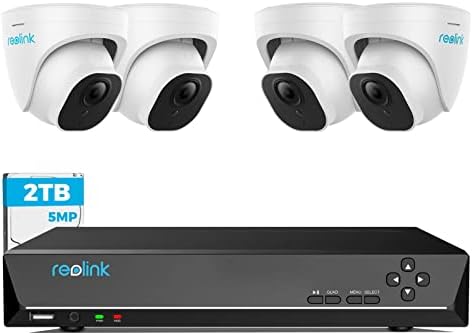 Reolink 5MP Kit Caméra de Surveillance Extérieure PoE, 8CH 4K NVR avec 2To HDD, 4X 5MP Caméra IP PoE, Détection de Mouvement, Vision Nocturne 30m, Audio, RLK8-520D4-5MP (Reconditionné) Fiche Technique et Prix au Maroc