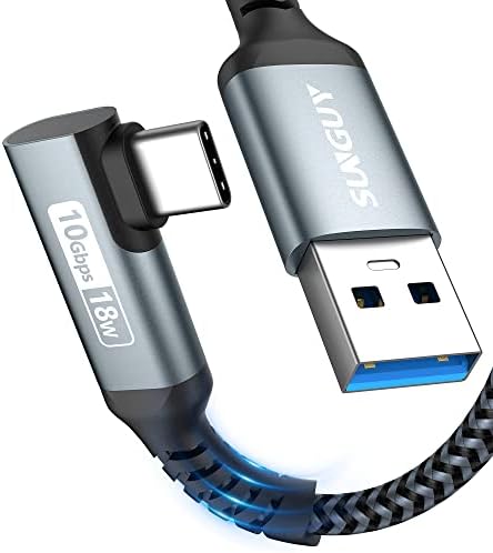 SUNGUY Câble USB C Coudé de 0.3M, Android Auto USB C 3.1 Gen 2 Câble USB C Nylon Tressé 3A Charge Rapide et 10 Gbps Data Sync Type C Câble Compatible avec Galaxy S22, Pixel, Huawei, SSD Fiche Technique et Prix au Maroc