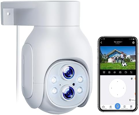 2k Camera Surveillance WiFi Extérieure PTZ, 360° Caméra IP, Suivi Automatique Pan 355° Tilt 90°, Vision Nocturne Couleur, Audio Bidirectionnel,Détection de Personne/IP66, Compatible avec Alexa Fiche Technique et Prix au Maroc