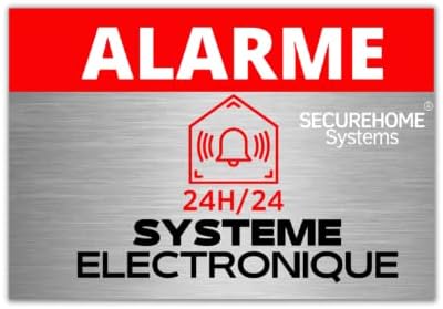 SecureHome Systems - Lot de 8 autocollants fond effet alu dissuasifs vol 8,5x5,5cm - Alarme + Video surveillance - Haute qualité, résistance pluie et UV Avis, Fiche Technique et Prix au Maroc