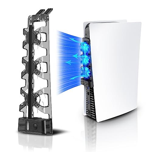 NexiGo PS5 Ventilateur de Refroidissement avec Del, pour Les éditions disques et digitales, Système de Refroidissement Efficace, Facile à Installer, Vitesse des Ventilateurs réglable et Port USB Fiche Technique et Prix au Maroc