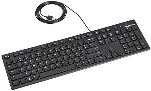 Amazon Basics Low-Profile Wired USB Keyboard with US Layout (QWERTY), Matte Black Fiche Technique et Prix au Maroc