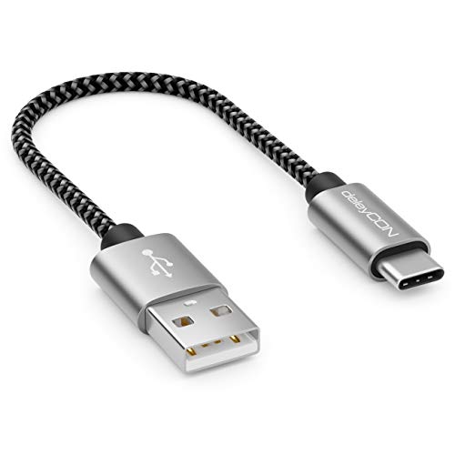 deleyCON 0,15m Câble USB-C en Nylon Câble de Recharge Données USB Type C Prise Métallique Recharge et Synchronisation de Téléphone Portable Smartphone Tablette Appareil de Navigation Fiche Technique et Prix au Maroc