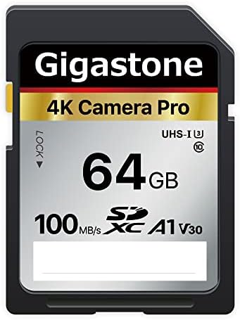 Gigastone Carte Mémoire SDXC 64 Go, 4K Caméra Pro Série, Vitesse de Transfert allant jusqu'à 100 Mo/s. Compatible avec Caméra Canon Nikon Sony Caméscope, A1 V30 UHS-I Classe 10 pour 4K UHD Vidéo Fiche Technique et Prix au Maroc