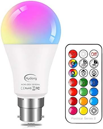 Ampoule LED Couleur B22 10W Changement de Couleur Dimmable LED Bulbs 12 choix de couleurs,21 key Télécommande Compris pour la décoration de la maison/bar/éclairage ambiant KTV Avis, Fiche Technique et Prix au Maroc