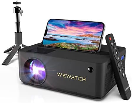 WEWATCH Native 1080P Mini Projector, 13500 Lumens Portable WiFi Bluetooth Projector, with 12 inch Tripod Stand, Movie Projector for Home Outdoor Compatible with TV Stick, HDMI, iOS AndroidAvis, Fiche Technique et Prix au Maroc