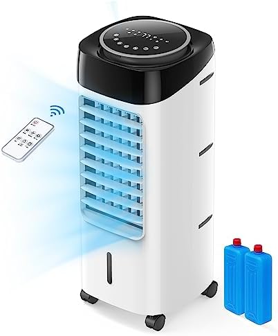 Paris Rhône Refroidisseur d'air par évaporation, climatiseurs portables 3 en 1, climatiseur portable pour pièce, ventilateur AC sans fenêtre avec télécommande, oscillation 120°, 3 vitesses de vent, refroidisseur de marais pour chambre à coucher, bureau
 Avis, Fiche Technique et Prix au Maroc