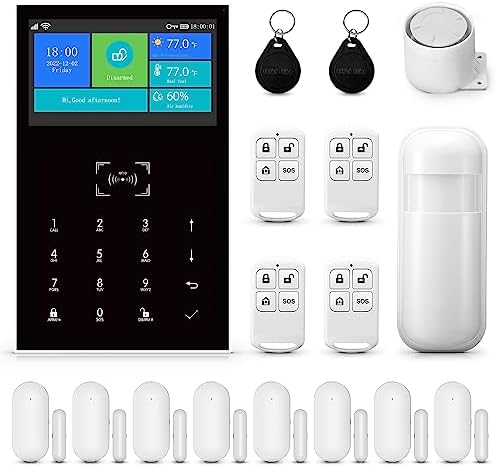 PGST Système d'alarme Complet, WiFi + GSM 2G Kit de système d'alarme antivol Domestique sans Fil Tuya Smartlife APP Alexa, avec capteur de Porte fenêtre Sirène de sécurité pour la Maison Avis, Fiche Technique et Prix au Maroc