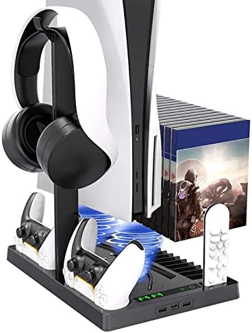 Support de ventilateur de refroidissement vertical pour console PS5, chargeur de deux contrôleurs Digital Editions, 2 ventilateurs de refroidissement silencieux, accessoires de station de charge, Fiche Technique et Prix au Maroc