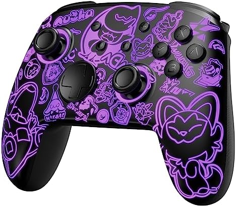 PALPOW [Motif lumineux] Manette Switch, FIREFLY Manette Switch Sans Fils Compatible avec Switch/OLED/Lite, Bluetooth Switch Controller Gamepad avec 7 LED Couleurs/Boutons Paddle/Turbo-Noir Avis, Fiche Technique et Prix au Maroc