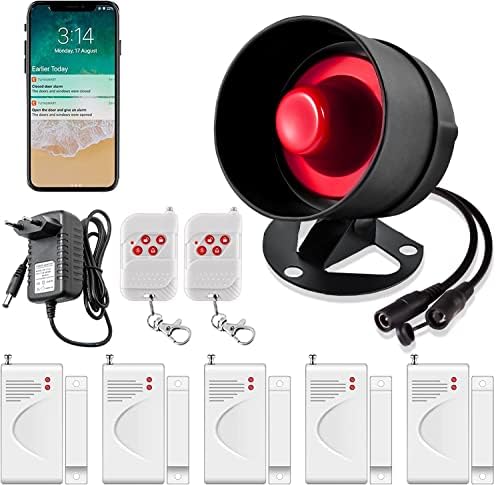 Alarme Maison sans Fil 2.4GHz WiFi 125dB Kits de Sécurité pour la Maison Extérieure étanche avec Télécommandes et Apteurs D'alarme de Porte et de Fenêtre, Kit Alarme Sonnette pour Porte Garage Magasin Avis, Fiche Technique et Prix au Maroc
