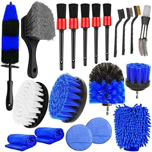 Yumzeco 20 Kit Nettoyage Voiture avec Brosse Jante Voiture,Brosse Perceuse,Gant Microfibre Chiffon Microfibre Voiture,Brosse Métallique Nettoyage Voiture Interieur,Pad Polissage,Brosse Store Venitien Fiche Technique et Prix au Maroc