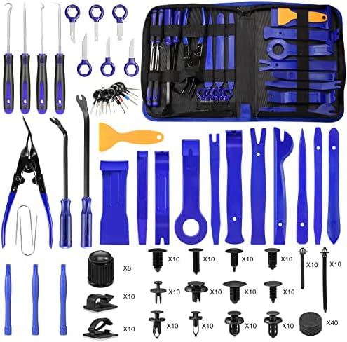 Hochferr 250 Pièces Outils Mecanique Automobile Outils pour Garnitures Outils Démontage Outillage Carrosserie pour Panneau Accessoires Porte Autoradio Tableau De Bord De Voiture (Bleu) Fiche Technique et Prix au Maroc