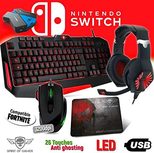 Pack clavier, souris, casque et tapis Pro MKH3 pour SWITCH - Convertisseur inclus - rétro éclairé Avis, Fiche Technique et Prix au Maroc