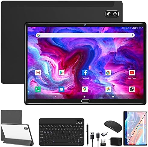 Tablette Android 11.0 2023 la plus récente, tablette 2 en 1 10,1 pouces, tablette cellulaire 4G avec clavier, 64 Go de ROM + 4 Go de RAM, processeur Octa-Core, 2 emplacements Sim, appareil photo 13MP, GPS/WIFI/Bluetooth/souris/stylet (noir)
 Fiche Technique et Prix au Maroc