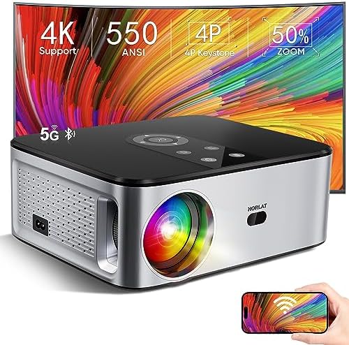 Videoprojecteur WiFi Bluetooth, Retroprojecteur 4K Supporte,16000L Projecteur Portable 1080P Full HD, Auto/4P/4D Correction, 50% Zoom Home Cinéma pour iOS/Android/Fire Stick Fiche Technique et Prix au Maroc