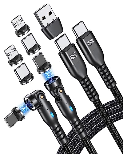 AUFU 9Pin Câble de Chargement Magnétique 100W [1,8+1,8M] Câble Magnétique 20V/5A Charge Rapide PD3.0 QC 4.0/4.0+ Transfert de Données Compatible avec Tablette Galaxy S23 Fiche Technique et Prix au Maroc