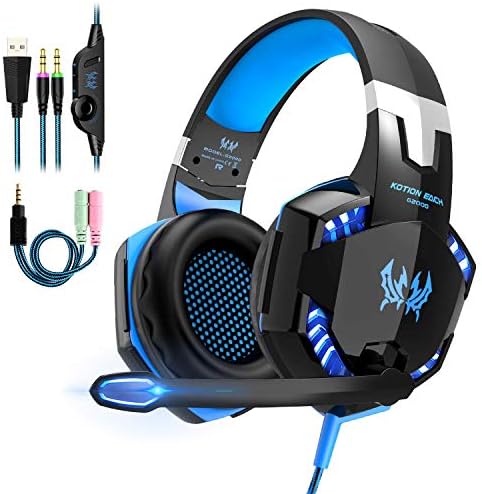 Micro Casque Gaming PS4,Casque Gamer Xbox One avec Micro Anti Bruit LED Lampe Audio Stéréo Basse avec Micro 3.5mm Jack pour PS4/ Xbox One/PC/Mac/Nintendo Switch/Ordinateur/Tablette/Smartephone (blue) Avis, Fiche Technique et Prix au Maroc