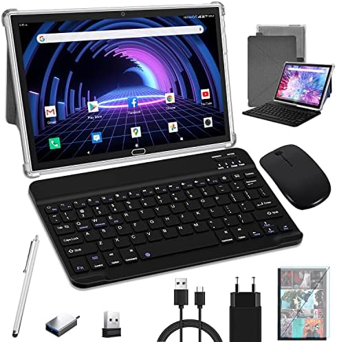 Tablette avec clavier, tablettes Android 11.0 2 en 1, tablette HD 10,1 pouces, 4 Go de RAM 64 Go de ROM 256 Go extensible, processeur Octa-Core, WiFi, GPS, Bluetooth, tablette PC certifiée Google
 Fiche Technique et Prix au Maroc