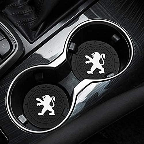ZWH-box 2 Pcs Logo De Voiture sous-Verres Porte-gobelet De Voiture sous-Verres Silicone Anti-dérapant Coaster Insert Tasse Tapis Accessoires pour Peugeot 107108206207308307508 2008 3008 Fiche Technique et Prix au Maroc