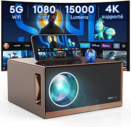 Videoprojecteur 5G WiFi Bluetooth 4K Supporté, XIDU RétroProjecteur 550 ANSI 15000Lumens Full HD 1080P Natif Projecteur,Vidéo Projecteur 4P/4D Correction 50% Zoom Home Cinéma pour iOS/Android/TV Stick Fiche Technique et Prix au Maroc