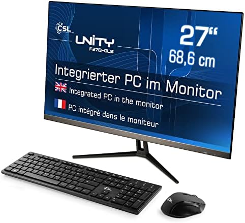 PC Tout-en-Un CSL Unity F27B-GLS, 68,58 cm (27 Pouces,1920x1080 Full HD) - AIO Silencieux (Intel N4120 CPU 4x2600 MHz, 256 Go SSD, 16 Go DDR4-RAM, Windows 11 Famille), Noir Fiche Technique et Prix au Maroc
