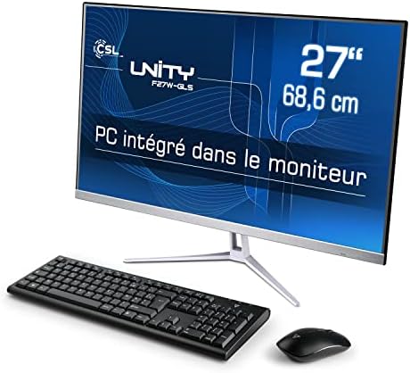 PC Tout-en-Un CSL Unity F27W-GLS, 68,58 cm (27 Pouces,1920x1080 Full HD) - AIO Silencieux (Intel N4120 CPU 4x2600 MHz, 128 Go SSD, 8 Go DDR4-RAM, Windows 11 Famille), Blanc Fiche Technique et Prix au Maroc
