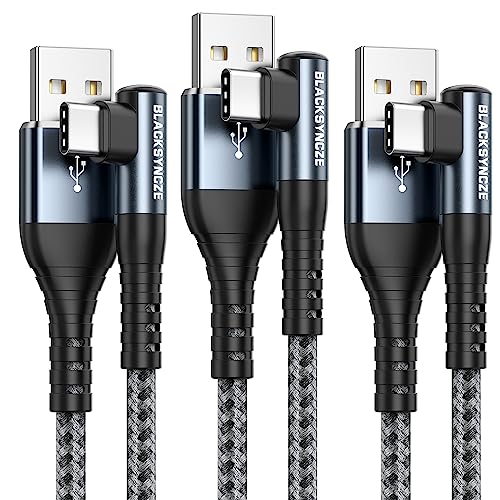 BLACKSYNCZE Câble USB C [1M+1M+2M/Lot de 3] 3,1A Cable USB C Charge Rapide Nylon Tressé Cable Chargeur USB C Angle Droit pour Samsung Galaxy S23 S22 S21 S20 A13 A53, Huawei P40 P30, Pixel 7, Gris Fiche Technique et Prix au Maroc