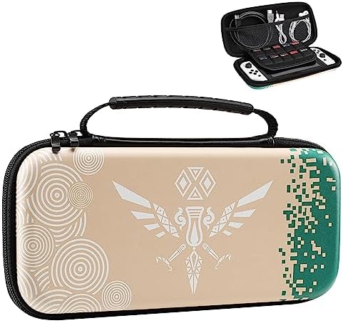 TiMOVO Housse de Protection Compatible avec Nintendo Switch OLED Modèle 2021&Switch, Zelda: Tears of The Kingdom Étui de Rangement pour Manette&Accessoire avec 10 Fentes pour Carte de Jeu, Aigle Blanc Avis, Fiche Technique et Prix au Maroc