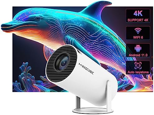Mini projecteur Portable Auto Keystone, projecteur Intelligent 4K/200 ANSI avec WiFi 6, BT 5.0, 130 Pouces, retournement à 180 degrés, système d'exploitation Android 11.0 intégréAvis, Fiche Technique et Prix au Maroc