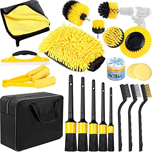Kit Nettoyage Voiture - Kit D'entretien de Voiture 20 Pièces pour L'intérieur et L'extérieur - Kit Lavage Voiture avec Brosses, Éponges de Polissage, Gel de Nettoyage et Plus Fiche Technique et Prix au Maroc