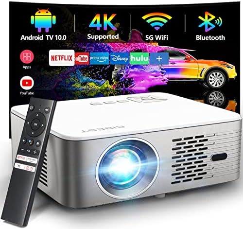 Prise en charge 4K Android TV 10.0 Projecteur 5G WiFi Bluetooth natif 1080P, CIBEST Full-Sealed Optical Engine Home Movie Projecteur FHD avec Netflix/Prime Video intégré, plus de 8000 applications, mise au point automatique, son stéréo
Avis, Fiche Technique et Prix au Maroc