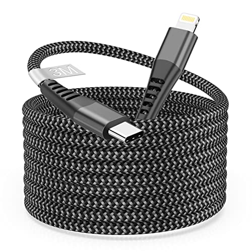 Câble USB C vers Lightning 3M [Certifié Apple MFi], Câble Chargeur Rapide iPhone 3M Long Cable Lightning USB C pour iPhone 14 13 12 11 Pro Max Mini XR XS 8, Nylon Cable USB C iPhone Fil Cordon iPhone Fiche Technique et Prix au Maroc