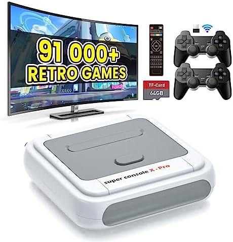Kinhank Console de Jeux Rétro Intégrant 91,000+ Jeux Classiques, Dual Systems Console de Jeu Vidéo pour 4K Sortie, Supporte Jusqu'à 5 Joueurs, 2 Contrôleurs sans Fil, Compatible 62+ émulateurs .64GB Fiche Technique et Prix au Maroc