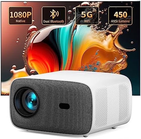 Projecteur WiFi Bluetooth, WiFi connection, 450 ANSI Lumens, Native 1080P, Dual Bluetooth, compatible avec haut-parleur bluetooth, smart phone, switch, tv...Avis, Fiche Technique et Prix au Maroc