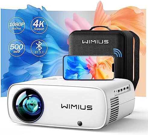 Vidéoprojecteur 5G WiFi Bluetooth,12000 Lumens Full HD 1080P WiMiUS Projecteur 4K Supporté Correction 4P/4D PPT Presentation Zoom,Rétroprojecteur Home Cinéma pour PS5,iOS,Android,HDMI AV USB Fiche Technique et Prix au Maroc