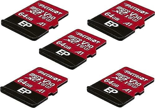 Patriot Memory 64GB A1 / V30 Carte mémoire pour téléphones et tablettes Android, Enregistrement vidéo 4K - Pack de 5. Fiche Technique et Prix au Maroc