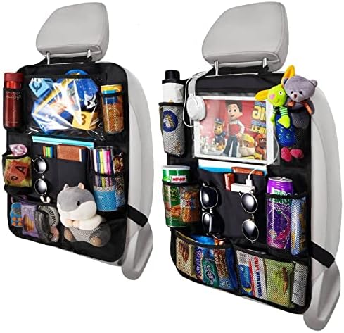 CaiTang Organisateur de Voiture Enfants, 2PCS Rangement Auto Accessoire Interieur, 10 poches Dossier de Voiture Protecteur de Siège de Voiture, Protection de Tapis de Voiture, Protection Arrière Fiche Technique et Prix au Maroc