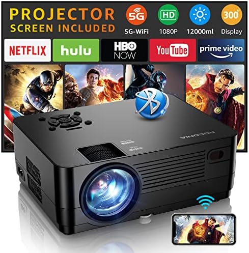 Projecteur 5G WiFi Bluetooth natif 1080P[Projector Screen Included]Roconia 12000LM Full HD Movie Projector, 300" Display Support 4k Home Theater, Compatible avec iOS/Android/XBox/PS4/TV Stick/HDMI
Avis, Fiche Technique et Prix au Maroc
