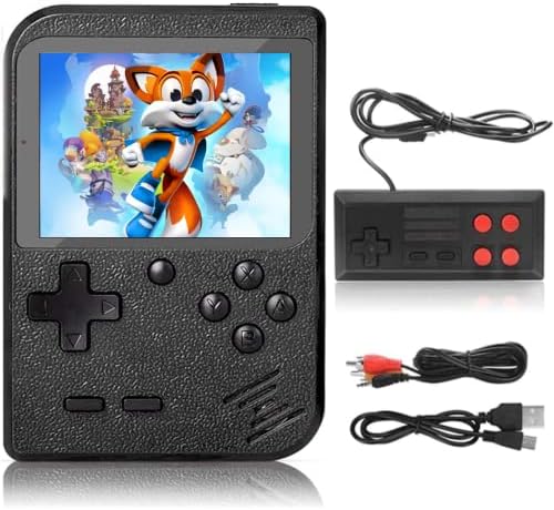 DigitCont Console de Jeu Portable, Retro FC Console de Jeux, avec 400 Classique Jeux FC, 3 Pouces écran Couleur, 1020mAh Rechargeable Battery Connection TV, Présent pour Adultes Enfants (Black) Fiche Technique et Prix au Maroc