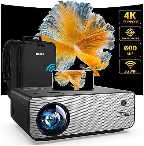 Projector with Wifi and Bluetooth,Tkisko 600ANSI 20000L Native 1080P Outdoor Video Projector 4K Supported,Smart Home Theater Movie Projector, Compatible with iOS/Android/PC/XBox/PS4/TV Stick/HDMI/USBAvis, Fiche Technique et Prix au Maroc