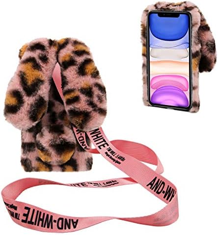 DasKAn 3D Oreilles de Lapin Fourrure Coque pour iPhone 5 / 5S / SE 2016 avec Bandoulière, Femmes Fait Main Bling Diamant Souple Chaud Peluche Housse de Protection Étui de Téléphone, Léopard Rose Fiche Technique et Prix au Maroc