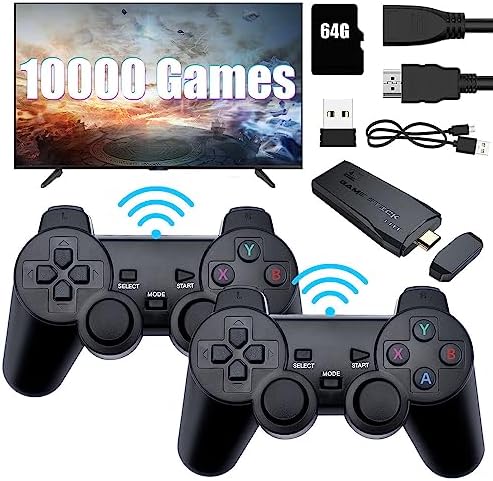 SKJJL Game Stick Retro 2.0 4K avec 2 manettes sans Fil, Console de Jeu rétro avec 10000 Jeux, Console de Jeu rétro Plug and Play, Gamestik Retro 2.0 64 Go Sortie HDMI 11 émulateurs Classiques Fiche Technique et Prix au Maroc