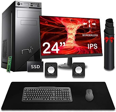 Ordinateur de bureau complet avec moniteurs, haut-parleurs, souris, clavier avec Intel Q-Core 8 Go RAM DDR3 SSD 240 Go Windows 10 Pro sous licence Fiche Technique et Prix au Maroc