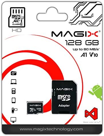 Magix Carte Mémoire microSD 128Go Classe 10 V10 U1, Vitesse de Lecture Allant jusqu'à 80 Mo/s, HD Series (Adaptateur SD Inclus) Fiche Technique et Prix au Maroc