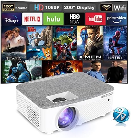 Videoprojecteur, Videoprojecteur WiFi Bluetooth, 7500 Lumen Mini Projecteur Supporte 1080p Full HD, Home Cinéma Projecteur avec 200” Fiche Technique et Prix au Maroc