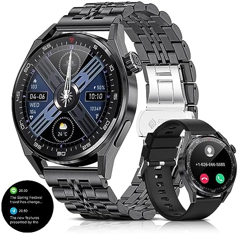 BANGWEI Montre Connectée Homme avec Appel Bluetooth,1.39" HD Smartwatch avec Fréquence Cardiaque Sommeil 100+Modes Sportifs,5ATM Étanche Sport Montre Intelligente pour Android iOS Fiche Technique et Prix au Maroc